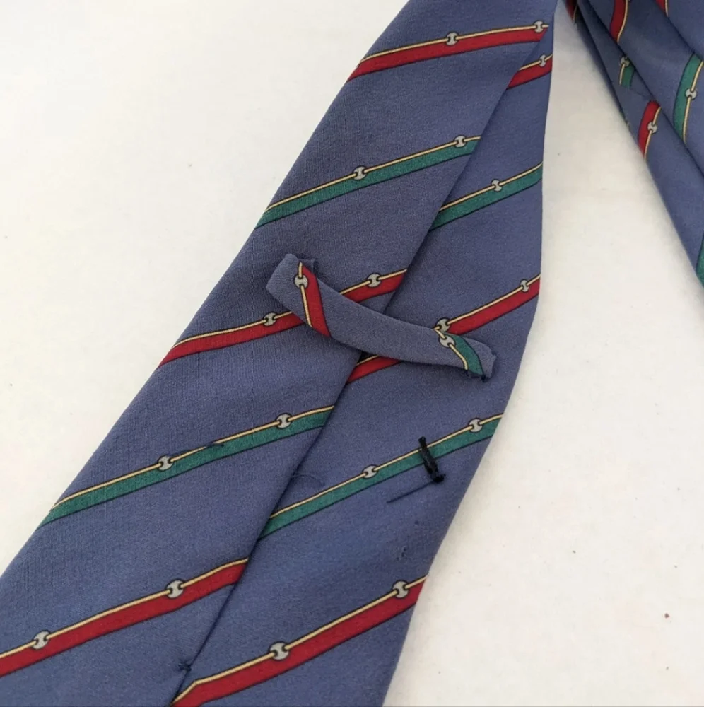 2 Vintage Gucci Silk Blue Striped Logo Neckties Made In Italy FLAWED STAINED